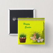 Badge Carré 5 Cm Bouton heureux de Pâques (Devant & derrière)