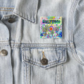 Badge Carré 5 Cm Bouton Hollywood Deep Dream (En situation)
