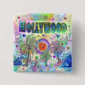 Badge Carré 5 Cm Bouton Hollywood Deep Dream (Devant)