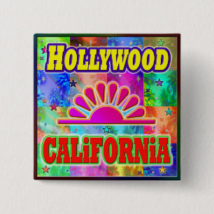 Badge Carré 5 Cm Bouton Hollywood Sun & Palms