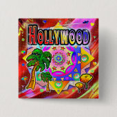 Badge Carré 5 Cm Bouton Hollywood Tropical Friends (Devant)