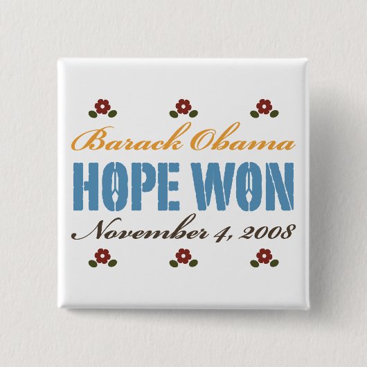 Badge Carré 5 Cm Bouton Hope Won Obama (Devant)