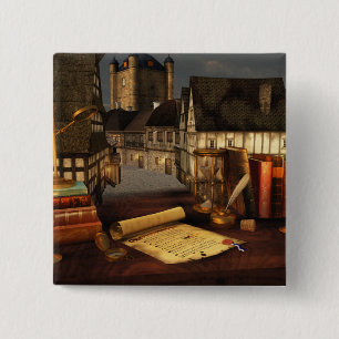 Badge Carré 5 Cm Bouton Horizons anciens