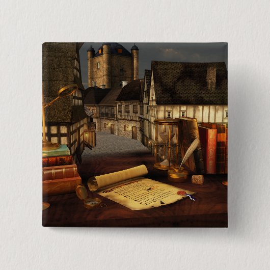 Badge Carré 5 Cm Bouton Horizons anciens (Devant)