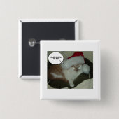 Badge Carré 5 Cm Bouton Humbug de Noël Orange Tabby Chat (Devant & derrière)