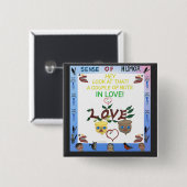 Badge Carré 5 Cm Bouton humoristique Collectable (Devant & derrière)