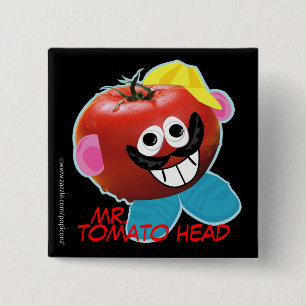 Badge Carré 5 Cm bouton humoristique de parodie de M. tomato head