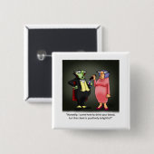 Badge Carré 5 Cm Bouton Humour vin drôle (Devant & derrière)