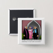 Badge Carré 5 Cm Bouton Humour vin drôle (Devant & derrière)