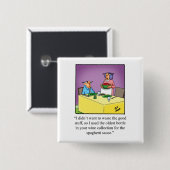 Badge Carré 5 Cm Bouton Humour Vin Pour Eux (Devant & derrière)