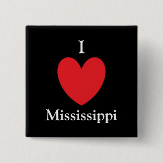 Badge Carré 5 Cm Bouton I Heart Mississippi