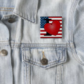 Badge Carré 5 Cm Bouton I Heart USA (En situation)