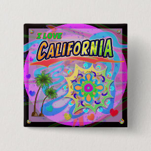 Badge Carré 5 Cm Bouton I LOVE California True Progress