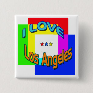 Badge Carré 5 Cm Bouton "I LOVE Los Angeles Coloring 1"