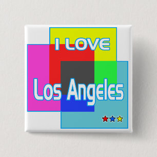 Badge Carré 5 Cm Bouton "I LOVE Los Angeles Coloring 2"