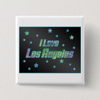 Badge Carré 5 Cm Bouton I Love Los Angeles Smile Stars