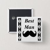 Badge Carré 5 Cm Bouton idiot de moustache (Devant & derrière)