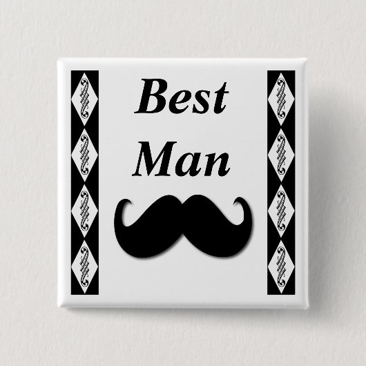 Badge Carré 5 Cm Bouton idiot de moustache (Devant)