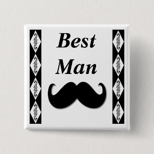 Badge Carré 5 Cm Bouton idiot de moustache