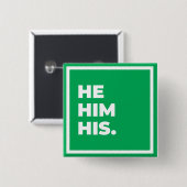 Badge Carré 5 Cm Bouton Il/Lui/Son Pronoun (Devant & derrière)