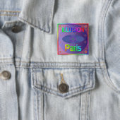 Badge Carré 5 Cm Bouton "ILLUSION Paris" (En situation)