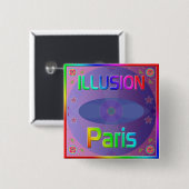 Badge Carré 5 Cm Bouton "ILLUSION Paris" (Devant & derrière)
