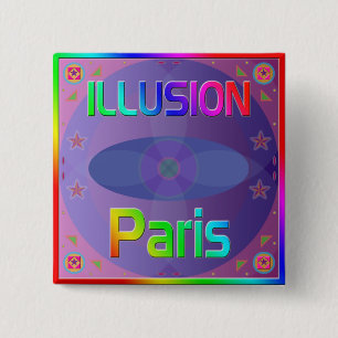Badge Carré 5 Cm Bouton "ILLUSION Paris"