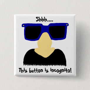 Badge Carré 5 Cm Bouton Incognito Mustache & Lunettes