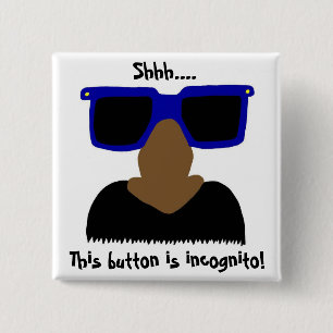 Badge Carré 5 Cm Bouton Incognito Mustache & Lunettes