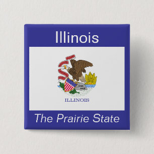 Badge Carré 5 Cm Bouton Indicateur Illinois