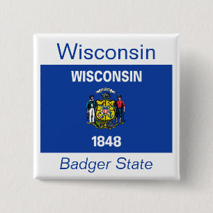 Badge Carré 5 Cm Bouton Indicateur Wisconsin
