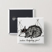 Badge Carré 5 Cm Bouton indien de gène de hérisson (Devant & derrière)