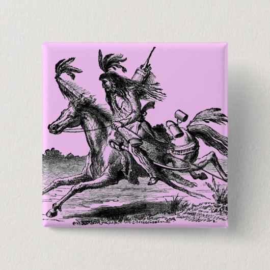 Badge Carré 5 Cm Bouton indien Horseback (Devant)