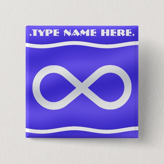 Badge Carré 5 Cm Bouton indigène de drapeau de Metis d'art de (Devant)