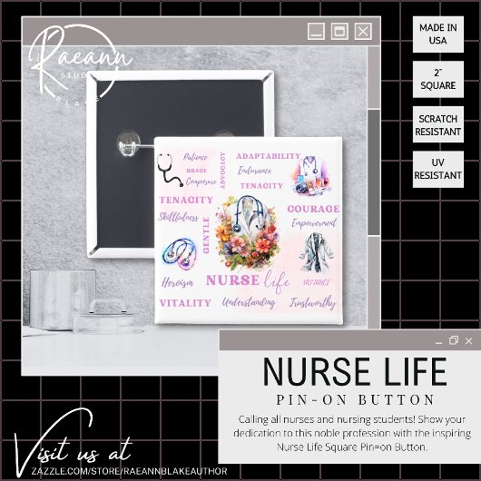 Badge Carré 5 Cm Bouton Infirmière