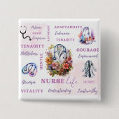 Badge Carré 5 Cm Bouton Infirmière (Devant)