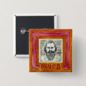 Badge Carré 5 Cm Bouton/insigne de Brahms (Devant & derrière)
