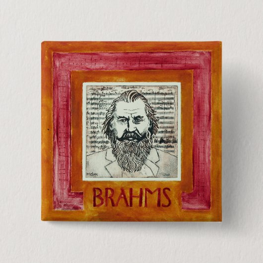 Badge Carré 5 Cm Bouton/insigne de Brahms (Devant)