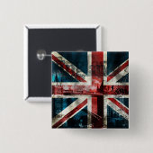 Badge Carré 5 Cm Bouton/insigne d'Union Jack (Devant & derrière)