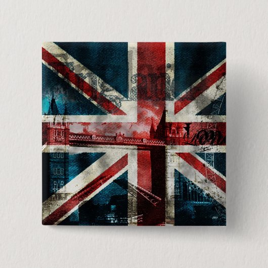 Badge Carré 5 Cm Bouton/insigne d'Union Jack (Devant)