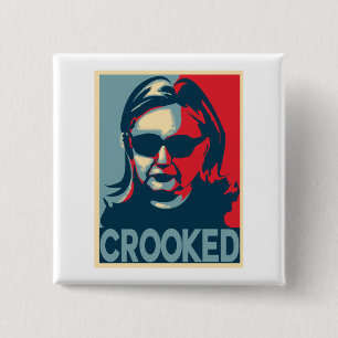 Badge Carré 5 Cm Bouton/insigne TORDUS d'Anti-Hillary Clinton