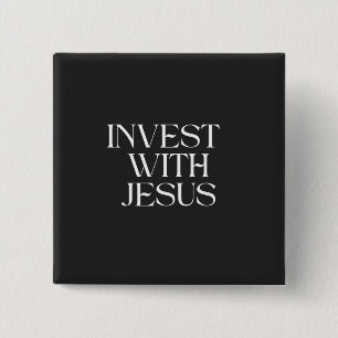 Badge Carré 5 Cm Bouton Investir avec Jésus