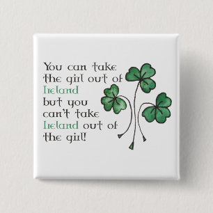 Badge Carré 5 Cm Bouton irlandais de carré de fille de shamrocks