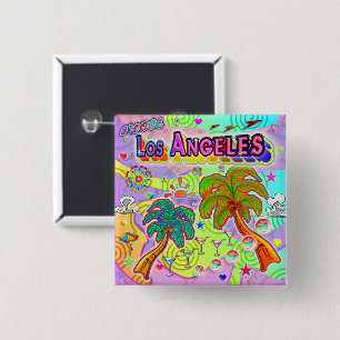 Badge Carré 5 Cm Bouton J'AIME Los Angeles Vacation Target