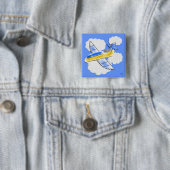 Badge Carré 5 Cm Bouton Jet Plane (En situation)