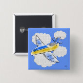 Badge Carré 5 Cm Bouton Jet Plane (Devant & derrière)