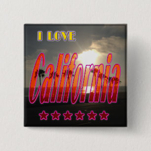 Badge Carré 5 Cm Bouton "Jolie Californie 3"