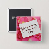 Badge Carré 5 Cm Bouton Jour du professionnel administratif (Devant & derrière)