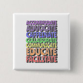 Badge Carré 5 Cm Bouton - Journée de l'enseignant : Éduquer (Devant)