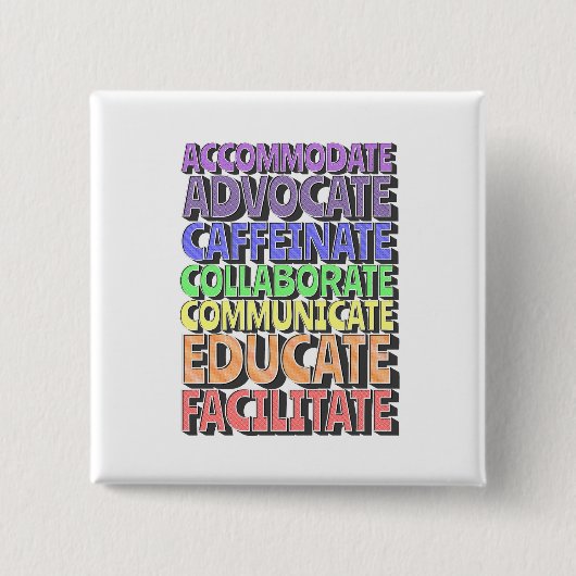 Badge Carré 5 Cm Bouton - Journée de l'enseignant : Éduquer (Devant)